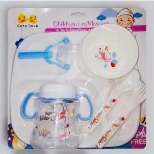 5 en 1- Bol pour bébé avec fourchette et cuillère et gobelet +tétine sans BPA