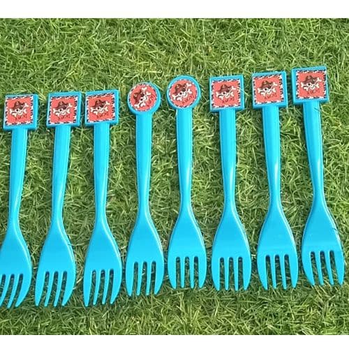pack de 8 fourchettes pirate bleue