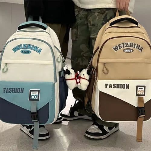 Sac à dos étanche pour enfants et adolescent, nouvelle mode, simple, multifonctionnel, grande capacité couleur Bleu Blanc