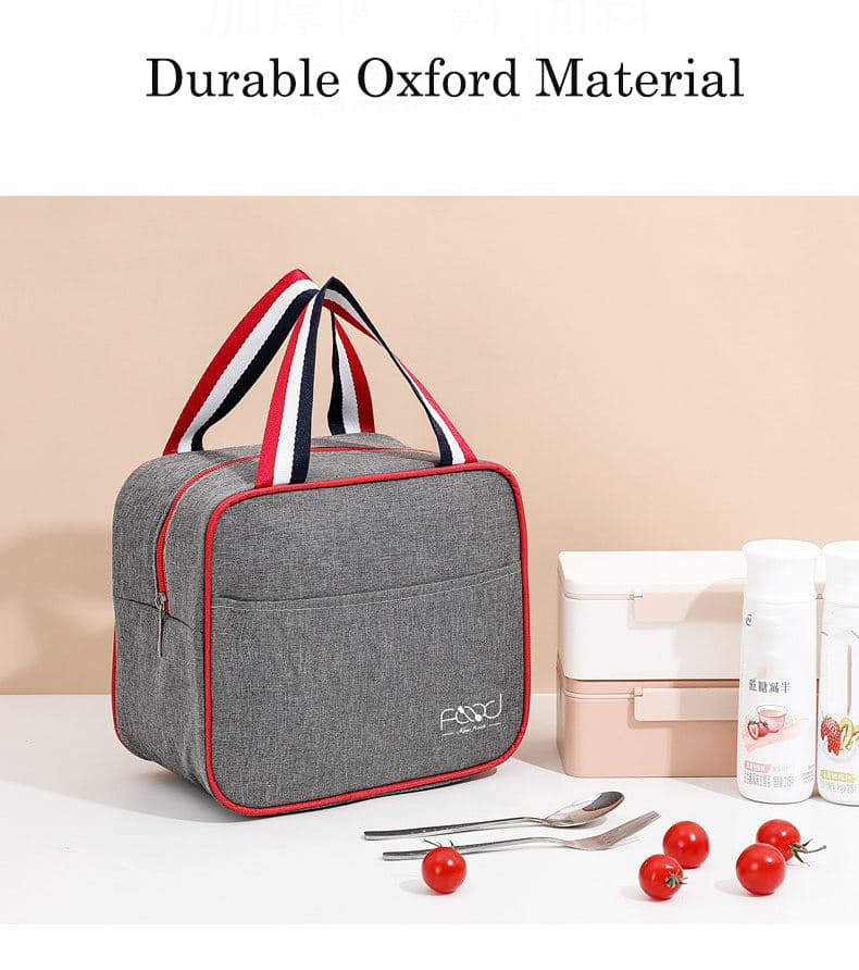 Sac à lunch isotherme portable réutilisable en papier d'aluminium Oxford Sac fourre-tout carré avec poche pour l'extérieur Coloris Gris