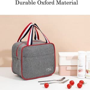 Sac à lunch isotherme portable réutilisable en papier d'aluminium Oxford Sac fourre-tout carré avec poche pour l'extérieur Coloris Gris