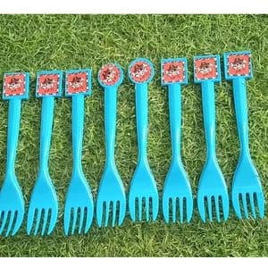 pack de 8 fourchettes pirate bleue