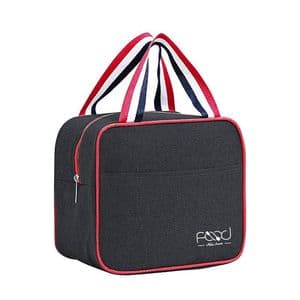 Sac à lunch isotherme portable réutilisable en papier d'aluminium Oxford Sac fourre-tout carré avec poche pour l'extérieur Coloris Noir